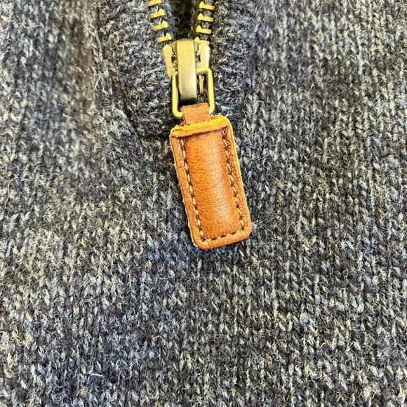 J. Crew 1/4 Zip Mock Neck Wool Knit Sweater Marled Navy Blue Casual Sz L Tall - Picture 10 of 15